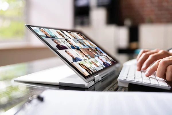 Video Conferentie Werk Webinar Online Thuis — Stockfoto