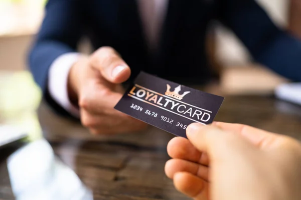 Loyalty Program Reward Point Card Customer Man Shopping — Stock Photo, Image