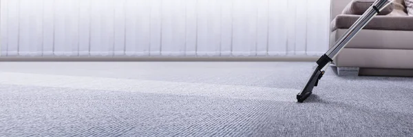 Close Vacuum Cleaner Grey Carpet — Stock Photo, Image