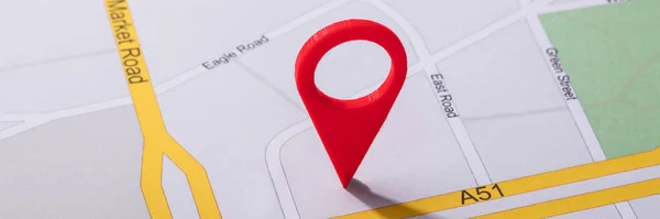 Navigasyon Haritası Kırmızı Pin Işaretçi Ile Görünümünü Yüksek Açı — Stok fotoğraf