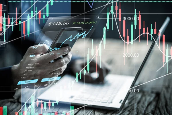 Corretor Ações Exchange Trading App Laptop — Fotografia de Stock