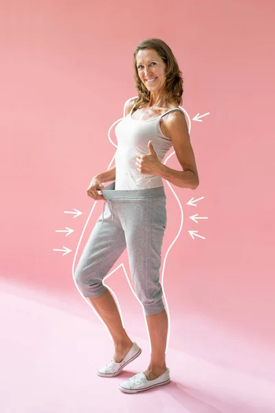 Vrouw Gewichtsverlies Slank Concept Verlies Van Vet — Stockfoto