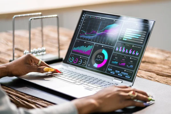 Data Analyst Using Data Analytics Kpi Dashboard — Stock Photo, Image