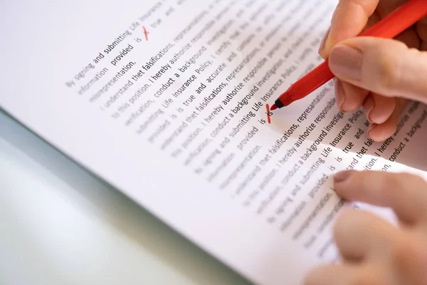 Script Proofread Sentence Grammar Spell Check Correct Mistakes — Stock Photo, Image