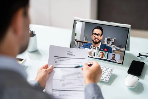 Virtual Job Interview Webcast Using Online Video Conference — Stock Photo, Image