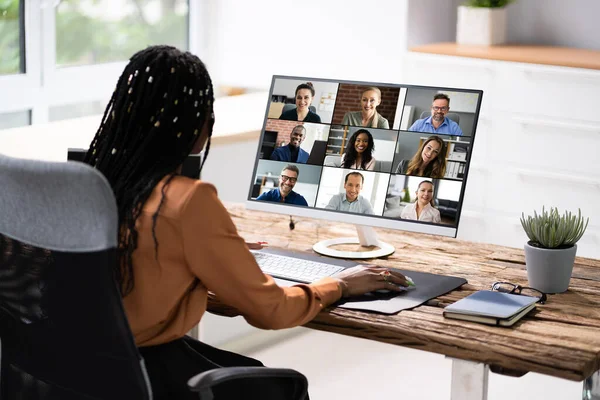 Videoconferencia Webinar Reunión Business Call Office —  Fotos de Stock