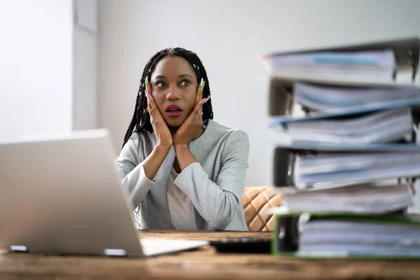 Africké Americké Obchodní Žena Unavený Stresující — Stock fotografie