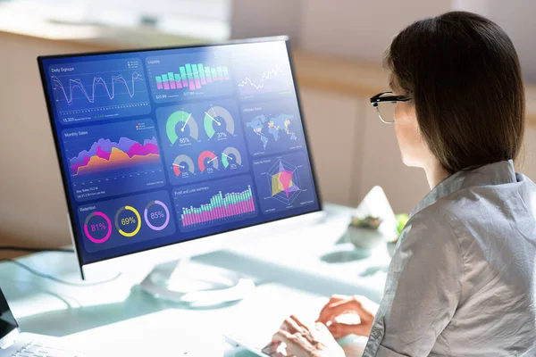 Kpi Analytics Informatietechnologie Business Laptop — Stockfoto