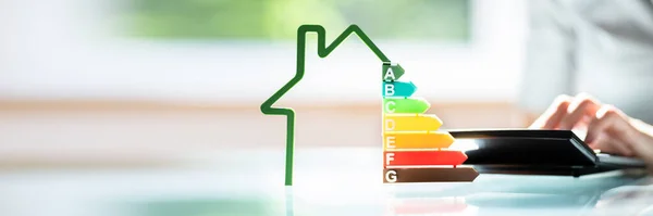 Energy Efficient House House Audit Rate Label — Stock Photo, Image