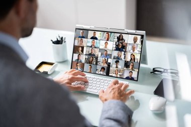 Çevrimiçi Video Konferansı Webinar Call. İş Toplantısı