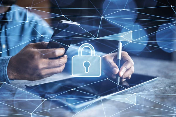 Computer Cyber Security Digital Information Lock Icon — Stockfoto
