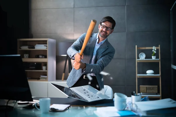 Man Rage Office Stress Anger Burnout — Stok fotoğraf