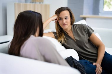 Woman Talking At Home. Casual Girl Conversation
