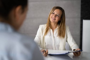 Job Hiring Interview In Office. Recruit Businesswoman