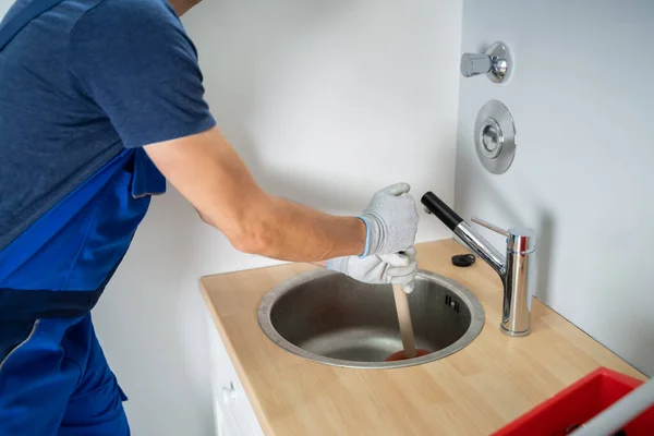 Unclog Blocked Sick Drain Plumber Cleaning Handyman Service — Stockfoto