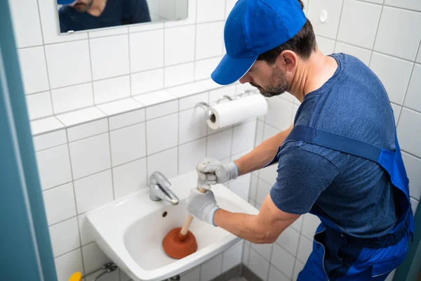 Clogged Drain Blocked Sewer Cleaning Sink Stoppage Fix — Stok fotoğraf