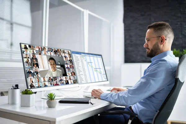 Virtual Conference Call On Multiple Computer Screen