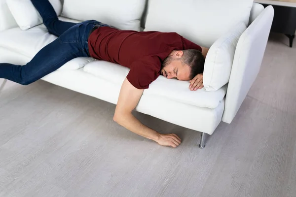 Man Lethargy Fatigue Couch Sofa —  Fotos de Stock