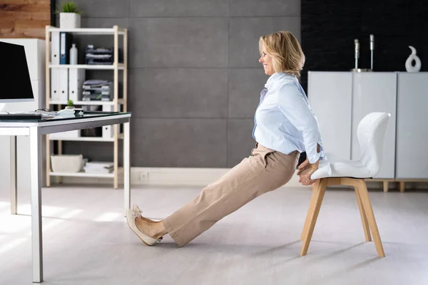 Chair Triceps Dip Office Workout Exercise Desk — Stock Photo, Image