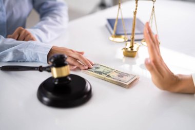 Corrupt Woman Hand Refusing Bribe. Stop Bribery