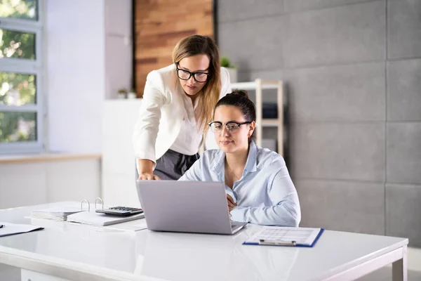 Business People Training Computer Young Woman Office — Stockfoto