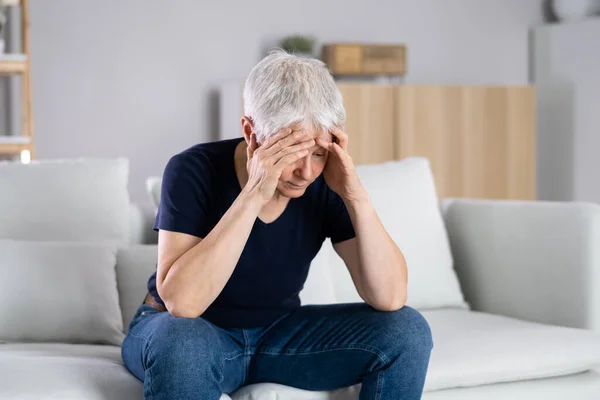 Worried Woman Mental Stress Sad Bored Elder Person — Stok fotoğraf