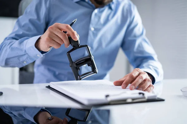 Protezione Del Marchio Timbro Gomma Carta Ufficio — Foto Stock