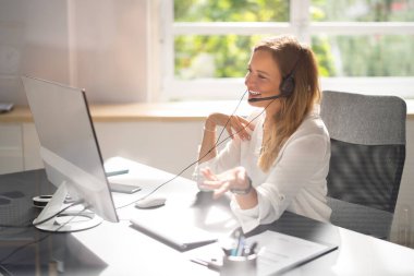 Online Teacher Work From Home On Computer. Training Meeting