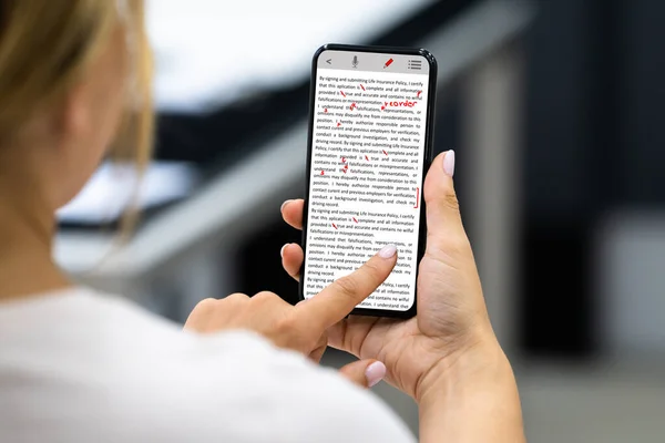 Edit Book Script Proofreading Mobile Phone App — Stock Photo, Image