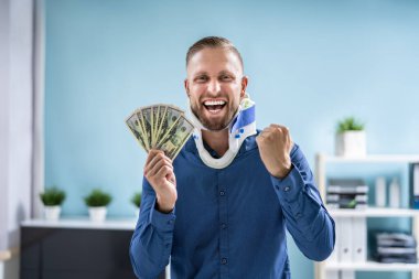 Boyun Desteği Para Başarı. Olumlu Neşeli Onaylama İfadesi