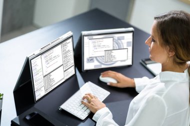 Bilgisayarda Geliştirici Programcı Kadın Kodlama Yazılımı