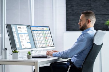 Digital Electronic Bill And Accountant E Invoice On Computer
