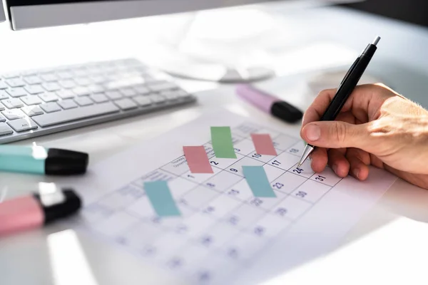 Event Schedule Calendar Planner Checking Marketing Plan — Stockfoto