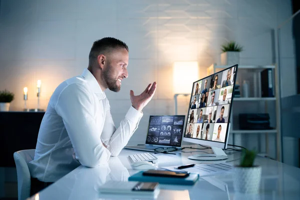 Digitale Online Video Conferentie Webinar Computer — Stockfoto