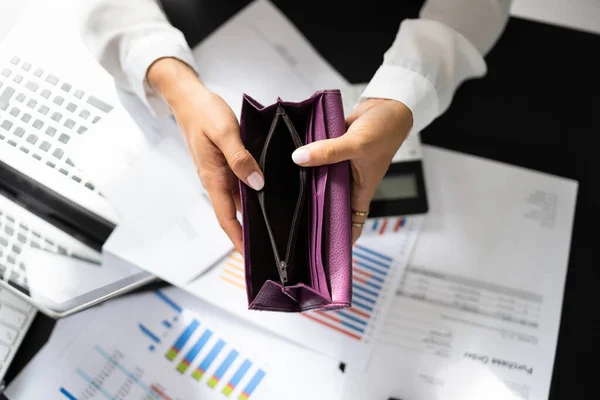 Bancarrota Deuda Menos Dinero Cartera — Foto de Stock