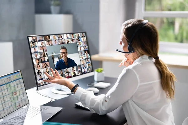 Video Conference Webinar Business Call Banner Computer — Stock Photo, Image