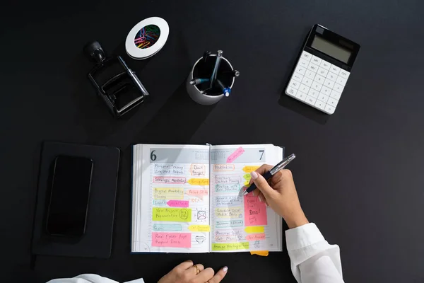 Schauen Sie Sich Kalender Kalender Agenda Oder Organisator Schreibtisch — Stockfoto