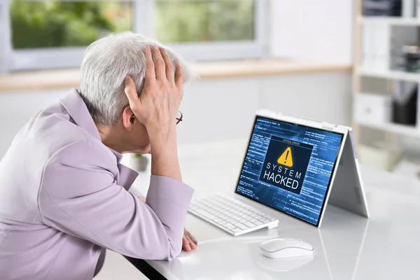 Ransomware Malware Attack Business Computer Hacked Security Breach — Stock Photo, Image