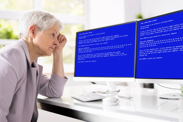Bsod Error Blue Death Screen Malware Privacy Attack — Stock Photo, Image