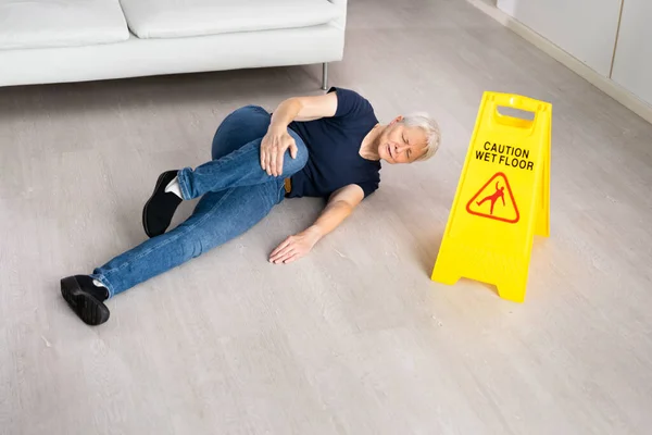 Slip Fall Accident Vloermarkering Voorzichtigheid Veiligheid — Stockfoto