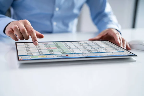 Arkusz Kalkulacyjny Dane Business Work Office Tablet — Zdjęcie stockowe