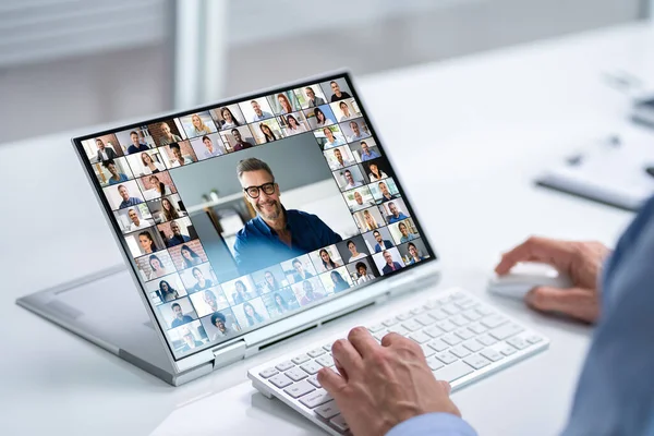 Webinario Trabajo Videoconferencia Línea Casa — Foto de Stock