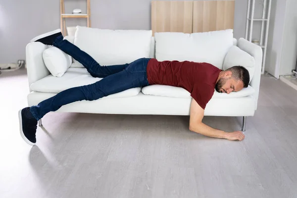 Man Lethargy Fatigue Couch Sofa — Foto de Stock