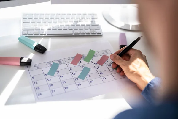 Event Schedule Calendar Planner Checking Marketing Plan — ストック写真
