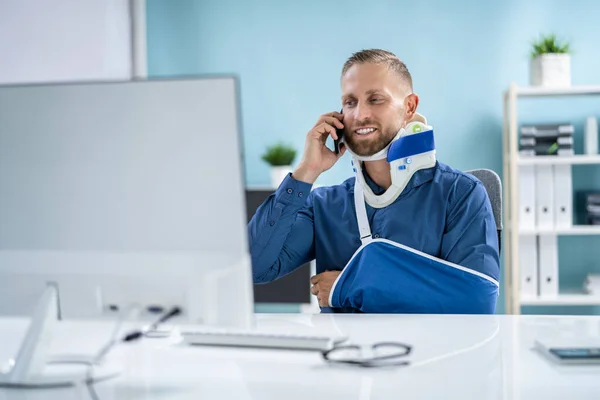 Broken Arm Injury And Man Disability Accident In Office