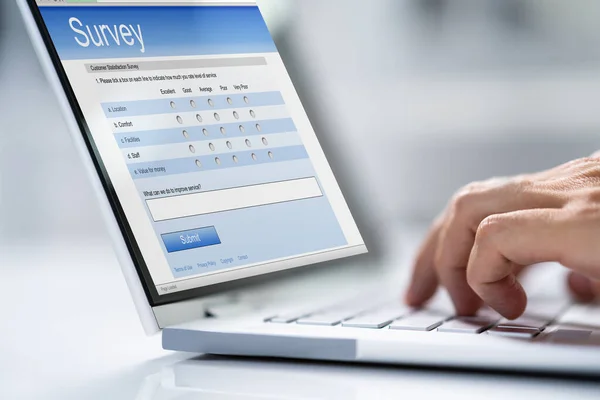 Online Feedback Zakelijke Enquête Formulier Computer — Stockfoto
