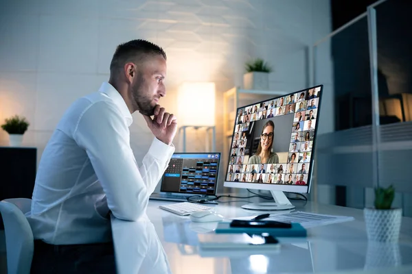 Digital Online Video Conference Webinar Computer — Stock Photo, Image