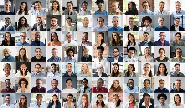 Diverse Persone Affrontano Collage Riunione Del Gruppo Professionale — Foto Stock