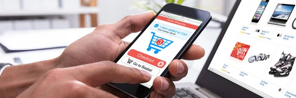 African American Online Ecommerce Store Compras Por Telefone — Fotografia de Stock