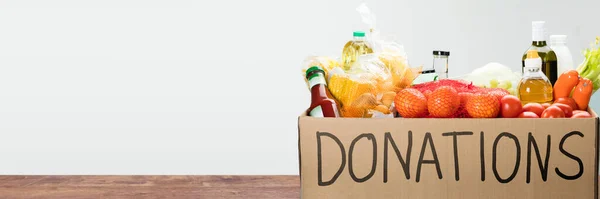 Canned Food Donation Box Philanthropy Service Aid — Stock Photo, Image